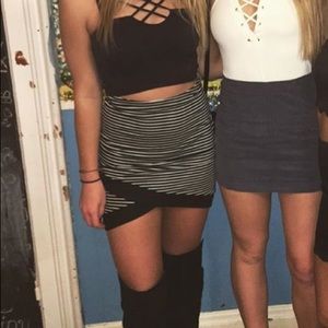 Black and white striped skirt